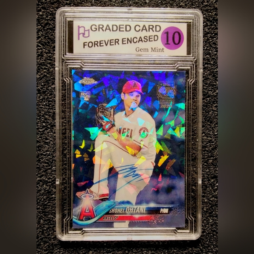 Shohei Ohtani Los Angeles Angels MVP Cracked Ice Baseball Rookie Card Graded 10